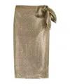 Saint Laurent Tied Pencil Skirt In Dotted Lamé In Nude
