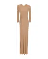 Saint Laurent Twist Front Long Sleeve Jersey Gown In Nude