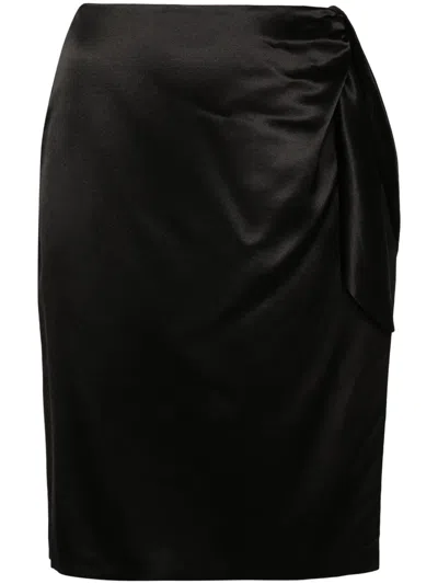 Saint Laurent Knot-detailing Silk Skirt In Black