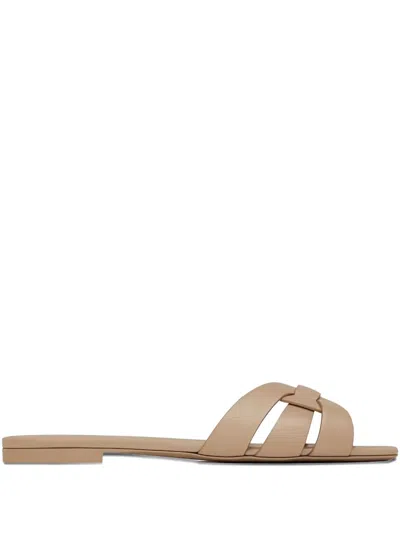 Saint Laurent Tribute Open Toe Sandals In Brown