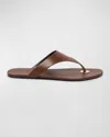 Saint Laurent Kouros Flat Sandal In Cigare