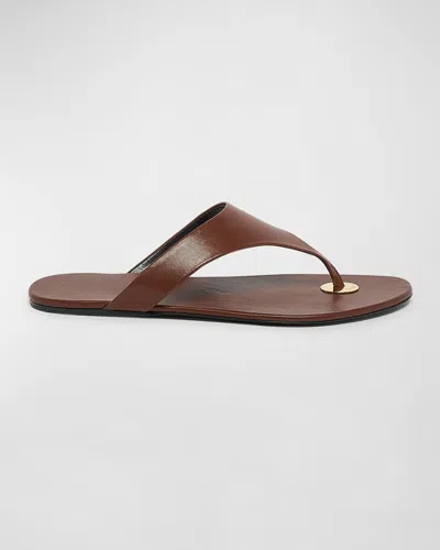 Saint Laurent Kouros Flat Sandal In Aesthetic Brown