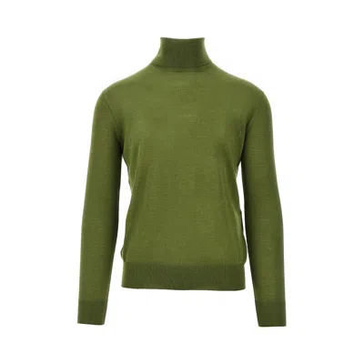 Saint Laurent L, Cashmere And Silk Turtleneck Sweater In Green