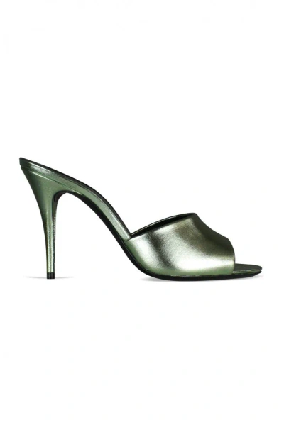 Saint Laurent La 16 Metallic Effect Sandals In Green