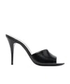 Saint Laurent 110mm Goldie Leather Mule Sandals In Black