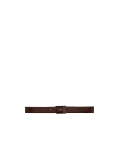 Saint Laurent La 66 Belt In Leather In Ruddy Brown/brown