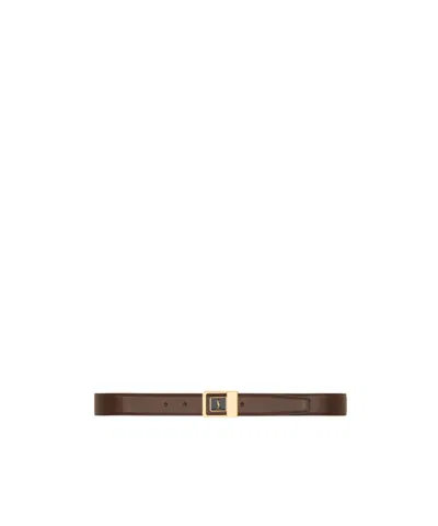 Saint Laurent La 66 Buckle Belt In Smooth Leather In Brown