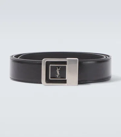 Saint Laurent La 66 Leather Belt In Black
