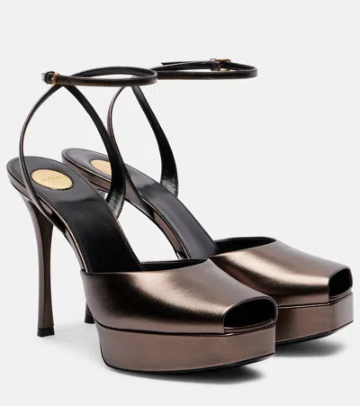 Saint Laurent La Scandale 110 Leather Platform Sandals