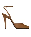 Saint Laurent Brown Leather Heels In Brown