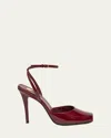 Saint Laurent La Scandale Patent Ankle-strap Sandals In Grenade