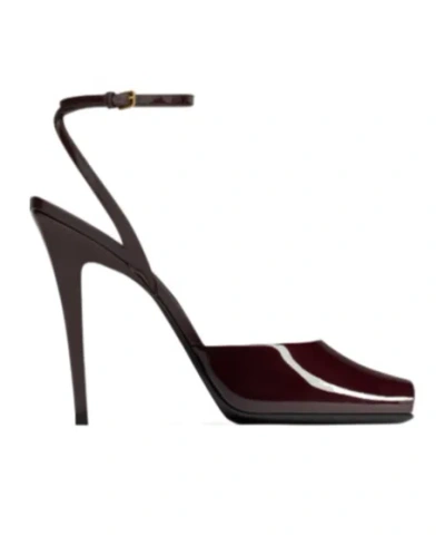Saint Laurent La Scandale 110 Patent Leather Peep-toe Pumps In Black