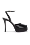 Saint Laurent Black Crepe Le Scandal Sandals In Nero