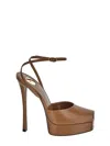Saint Laurent La Scandale Platform Sandals In Brown