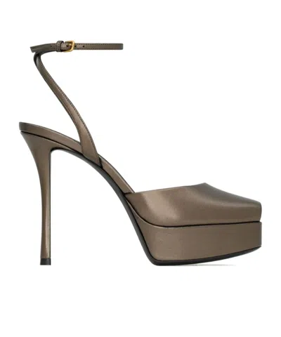 Saint Laurent La Scandale Platform Sandals In Smooth Leather