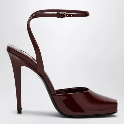 Saint Laurent Women 'Scandale' Black Wedges With Animalier Print In Patent Leather Woman