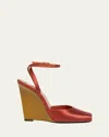 Saint Laurent Zeppe La Scandale In Satin Rust Color Women In Ruggine