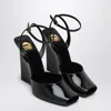 Saint Laurent La Scandale Wedge In Black Patent Leather Women In Black
