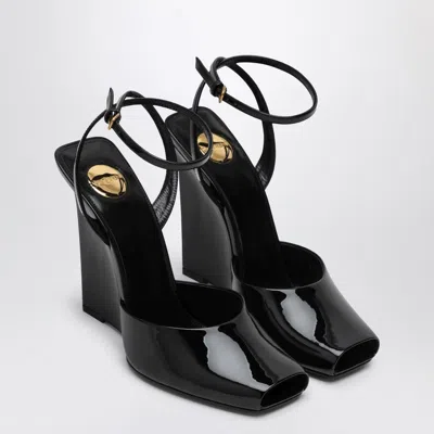 Saint Laurent La Scandale Wedge In Black Patent Leather Women