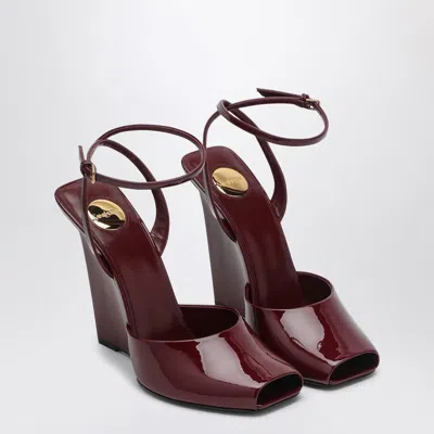 Saint Laurent La Scandale Wedge In Burgundy Patent Leather Women In Red