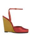 Saint Laurent Zeppe La Scandale In Satin Rust Color Women In Dark Ruggine