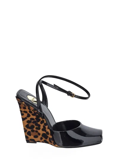 SAINT LAURENT LA SCANDALE WEDGE SANDALS