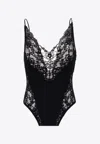Saint Laurent Lace-trimmed Bodysuit In Black
