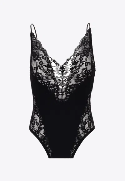 Saint Laurent Lace Bodysuit In Black