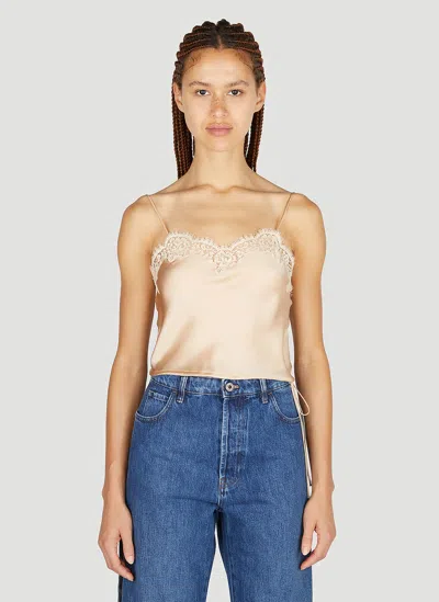 Saint Laurent Lace Camisole Top In Beige