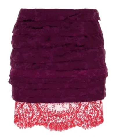SAINT LAURENT SAINT LAURENT LACE DETAILED MINI SKIRT