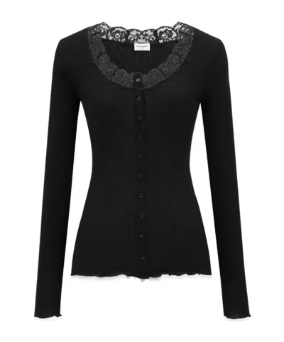 Saint Laurent Lace Detailing Cardigan In Black