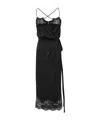 Saint Laurent Lace-detailing Midi Dress In Black
