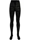 Saint Laurent Lace-detailing Stretch-design Tights In Black
