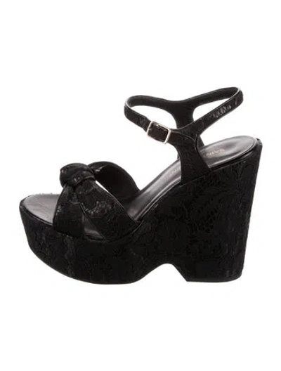 Pre-owned Saint Laurent Lace Espadrilles In Black