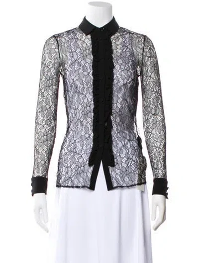 Pre-owned Saint Laurent Lace Lace Pattern Blouse In Black
