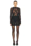 Saint Laurent Lace Midi Dress In Noir