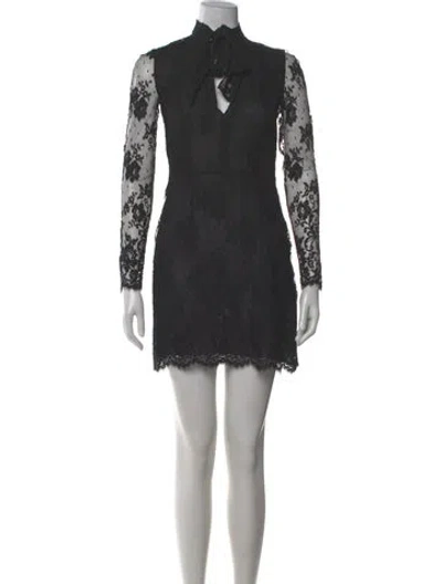 Pre-owned Saint Laurent Lace Mini Dress In Black