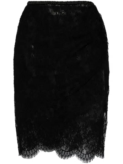 Saint Laurent Lace Mini Skirt In Black