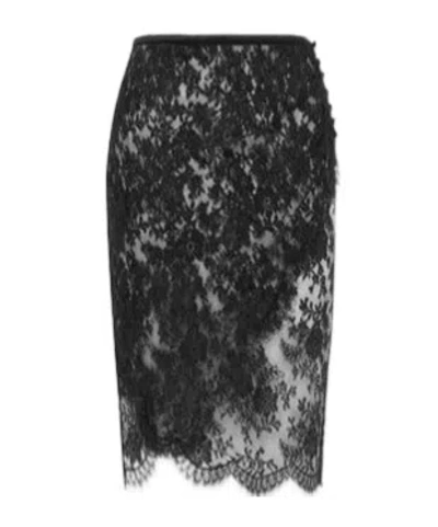 SAINT LAURENT SAINT LAURENT WRAP LACE DETAILED PENCIL SKIRT
