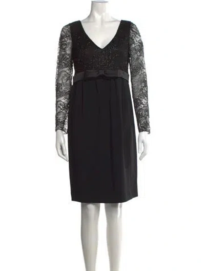 Pre-owned Saint Laurent Lace Pattern Knee-length Dress In Black