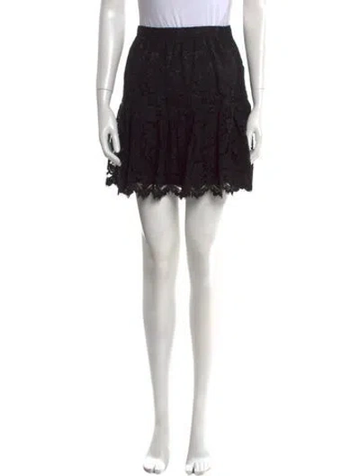 Pre-owned Saint Laurent Lace Pattern Mini Skirt In Black