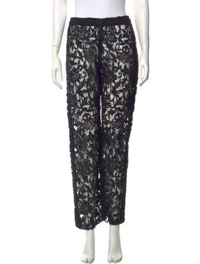 Pre-owned Saint Laurent Lace Pattern Wide Leg Pants In Black