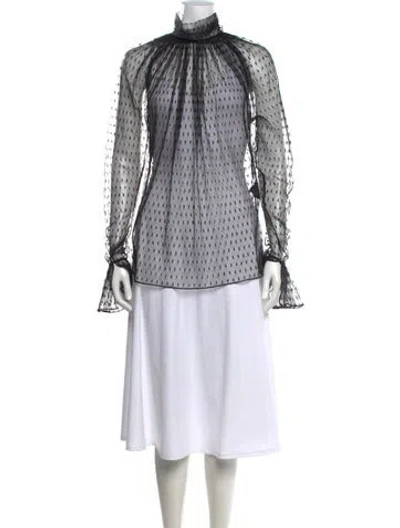 Pre-owned Saint Laurent Lace Printed Blouse In Black