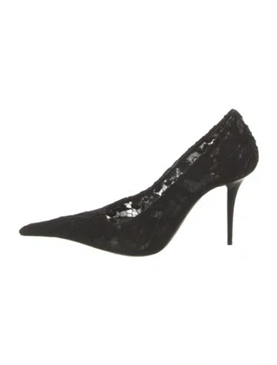 Pre-owned Saint Laurent Lace Pumps In Black