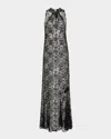 Saint Laurent Lace Sleeveless Maxi Dress In Black