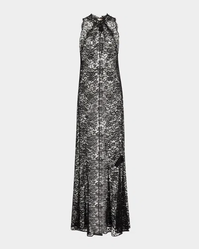 Saint Laurent Lace Sleeveless Maxi Dress In Black