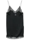 Saint Laurent Lace-trimmed Satin Slip Dress In Black