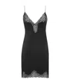Saint Laurent Lace-trimmed Satin Slip Dress In Black