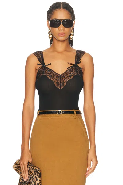 Saint Laurent Lace Tank Top In Black