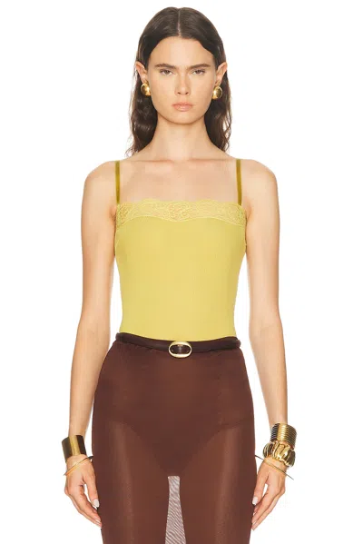 Saint Laurent Lace Tank Top In Yellow